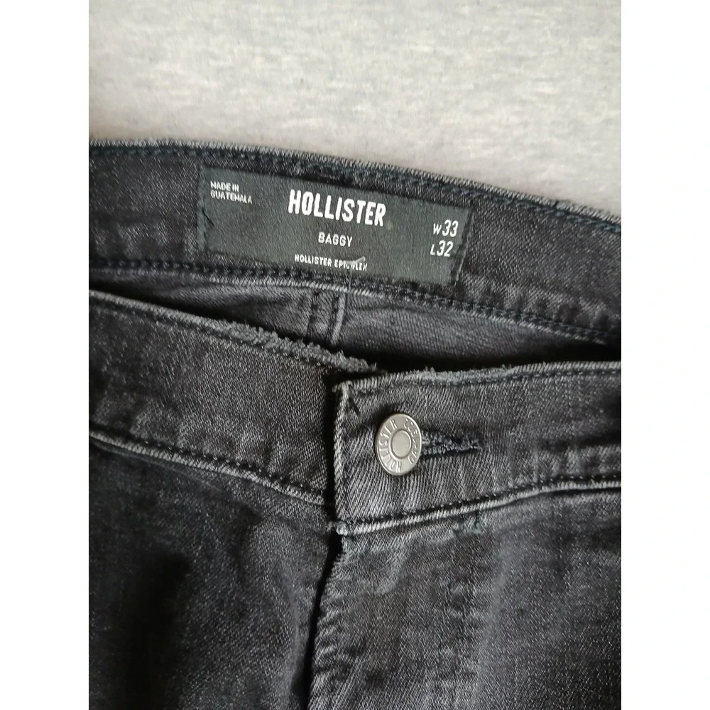 Hollister Jeans 33x32 Mens Baggy Relaxed Fit Black Skater Grunge Retro